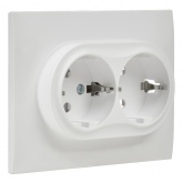 Розетка 2-я с заземлением в сборе ИЭК SKANDY SK-R08W 16А арктический белый