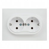 Розетка 2-я с заземлением в сборе ИЭК SKANDY SK-R08W 16А арктический белый