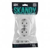 Розетка 2-я с заземлением в сборе ИЭК SKANDY SK-R07W 16А шторки арктический белый