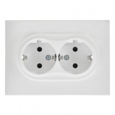 Розетка 2-я с заземлением в сборе ИЭК SKANDY SK-R07W 16А шторки арктический белый