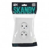 Розетка 2-я без заземления в сборе ИЭК SKANDY SK-R10W 10А арктический белый