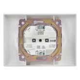 Розетка 2-я без заземления в сборе ИЭК SKANDY SK-R09W 10А шторки арктический белый