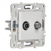 Розетка двойная TV+SAT ИЭК SKANDY SK-A13W арктический белый