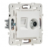 Розетка двойная TV+RJ45 кат.5E ИЭК SKANDY SK-A14W арктический белый