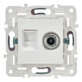 Розетка двойная TV+RJ45 кат.5E ИЭК SKANDY SK-A14W арктический белый