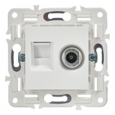 Розетка двойная TV+RJ45 кат.6E ИЭК SKANDY SK-A15W арктический белый