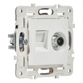 Розетка двойная TV+RJ45 кат.6E ИЭК SKANDY SK-A15W арктический белый