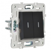 Переключатель двухклавишный с индикацией ИЭК SKANDY SK-V10Bl 10А черный