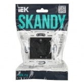 Розетка с заземлением ИЭК SKANDY SK-R06Bl 16А шторки автозажим черный