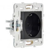 Розетка с заземлением ИЭК SKANDY SK-R04Bl 16А шторки черный