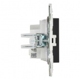 Розетка без заземления ИЭК SKANDY SK-R01Bl 10А шторки черный