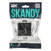 Розетка без заземления ИЭК SKANDY SK-R01Bl 10А шторки черный