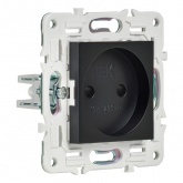 Розетка без заземления ИЭК SKANDY SK-R01Bl 10А шторки черный