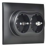 Розетка 2-я с заземлением в сборе ИЭК SKANDY SK-R08Bl 16А черный