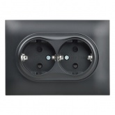 Розетка 2-я с заземлением в сборе ИЭК SKANDY SK-R07Bl 16А шторки черный