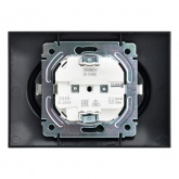 Розетка 2-я без заземления в сборе ИЭК SKANDY SK-R09Bl 10А шторки черный