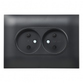 Розетка 2-я без заземления в сборе ИЭК SKANDY SK-R09Bl 10А шторки черный