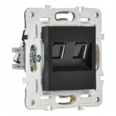 Розетка компьютерная 2-ая RJ45 кат.5E ИЭК SKANDY SK-K03Bl черный