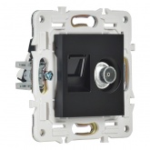 Розетка двойная TV+RJ45 кат.5E ИЭК SKANDY SK-A14Bl черный