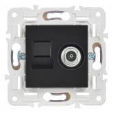 Розетка двойная TV+RJ45 кат.6E ИЭК SKANDY SK-A15Bl черный