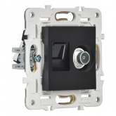 Розетка двойная TV+RJ45 кат.6E ИЭК SKANDY SK-A15Bl черный