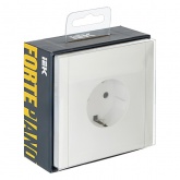 Розетка с заземлением ИЭК FORTE&PIANO 16А FP213 шторки автозажим белый