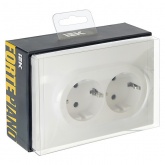 Розетка 2-я с заземлением в сборе ИЭК FORTE&PIANO FP223 16А шторки автозажим белый