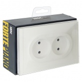 Розетка 2-я без заземления в сборе ИЭК FORTE&PIANO FP225 10А шторки автозажим белый