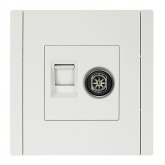 Розетка двойная TV+RJ45 кат.5E ИЭК FORTE&PIANO FP236 белый