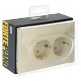 Розетка 2-я с заземлением в сборе ИЭК FORTE&PIANO FP424 16А автозажим ваниль