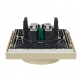 Розетка 2-я с заземлением в сборе ИЭК FORTE&PIANO FP423 16А шторки автозажим ваниль