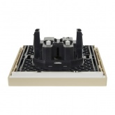 Розетка 2-я без заземления в сборе ИЭК FORTE&PIANO FP425 10А шторки автозажим ваниль