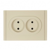 Розетка 2-я без заземления в сборе ИЭК FORTE&PIANO FP425 10А шторки автозажим ваниль