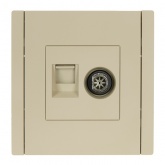 Розетка двойная TV+RJ45 кат.6 ИЭК FORTE&PIANO FP437 ваниль