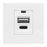 Розетка EKF USB A+C, 2.1А, 2 гнезда, без индикатора, белая