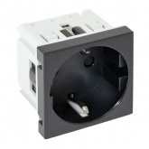 Розетка EKF C-Line 2P+E шторки винтовой зажим черная