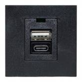 Розетка EKF C-Line USB тип А 2.1А 2 гнезда черная