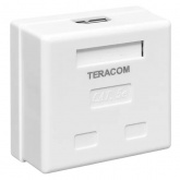 Розетка настенная на два разъема EKF TERACOM RJ45 cat.5E неэкранированная Dual IDC белая