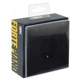 Розетка с заземлением ИЭК FORTE&PIANO 16А FP113 шторки автозажим черный