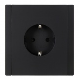 Розетка с заземлением ИЭК FORTE&PIANO 16А FP113 шторки автозажим черный