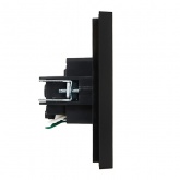 Розетка с заземлением ИЭК FORTE&PIANO 16А FP113 шторки автозажим черный