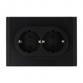 Розетка 2-я с заземлением в сборе ИЭК FORTE&PIANO FP123 16А шторки автозажим черный