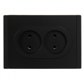 Розетка 2-я без заземления в сборе ИЭК FORTE&PIANO FP126 10А автозажим черный