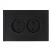 Розетка 2-я без заземления в сборе ИЭК FORTE&PIANO FP125 10А шторки автозажим черный