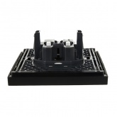 Розетка 2-я без заземления в сборе ИЭК FORTE&PIANO FP125 10А шторки автозажим черный