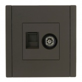 Розетка двойная TV+RJ45 кат.6 ИЭК FORTE&PIANO FP337 серый