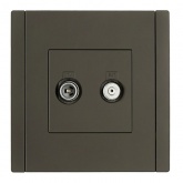 Розетка двойная TV+SAT ИЭК FORTE&PIANO FP338 серый