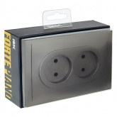 Розетка 2-я без заземления в сборе ИЭК FORTE&PIANO FP325 10А шторки автозажим серый