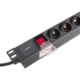 Блок розеток EKF PDU Teracom 19 1U 16А/250В 6 розеток EKF Schuko с выключателем шнур питания длиной