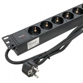 Блок розеток EKF PDU Teracom PRO 19 1U 16А/250В 9 розеток Schuko кабель 2м с вилкой Schuko черн